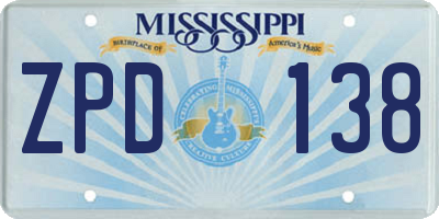MS license plate ZPD138