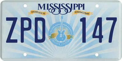 MS license plate ZPD147
