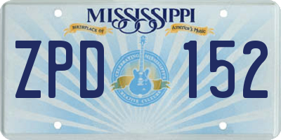 MS license plate ZPD152