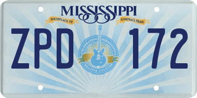 MS license plate ZPD172