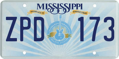 MS license plate ZPD173