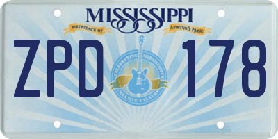 MS license plate ZPD178