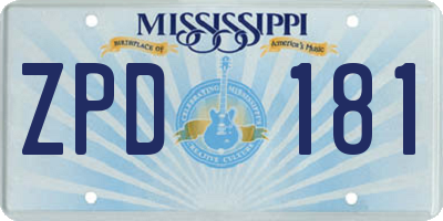 MS license plate ZPD181