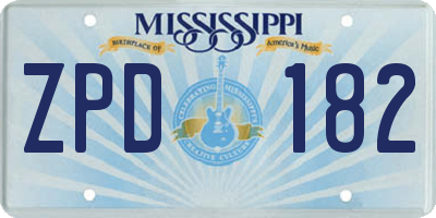 MS license plate ZPD182