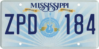 MS license plate ZPD184