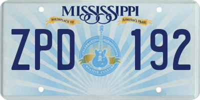 MS license plate ZPD192