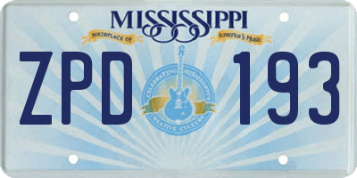 MS license plate ZPD193