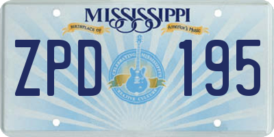 MS license plate ZPD195