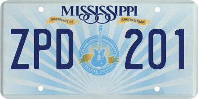 MS license plate ZPD201