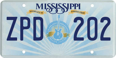 MS license plate ZPD202