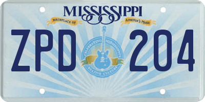 MS license plate ZPD204