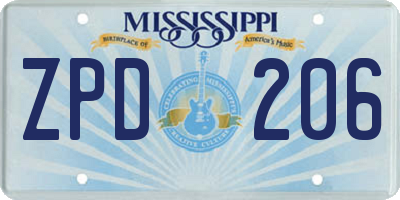 MS license plate ZPD206