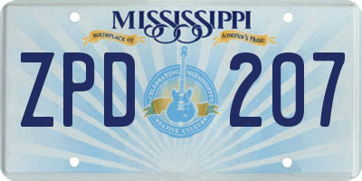 MS license plate ZPD207