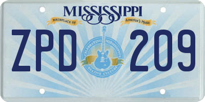 MS license plate ZPD209