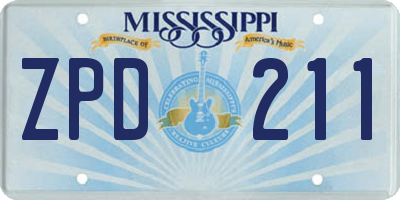 MS license plate ZPD211