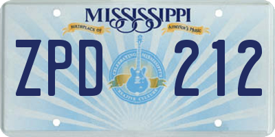 MS license plate ZPD212