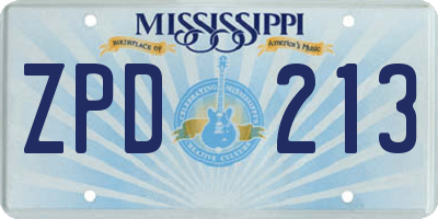 MS license plate ZPD213