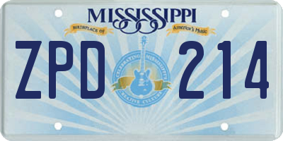 MS license plate ZPD214