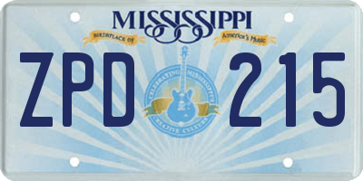 MS license plate ZPD215