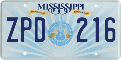 MS license plate ZPD216