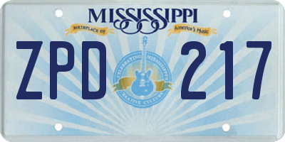 MS license plate ZPD217