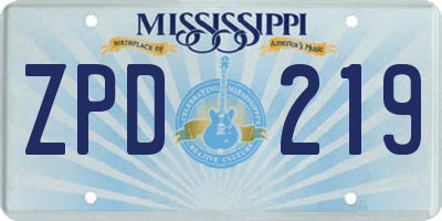 MS license plate ZPD219