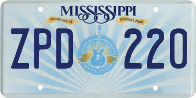 MS license plate ZPD220