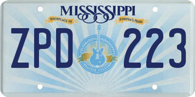 MS license plate ZPD223
