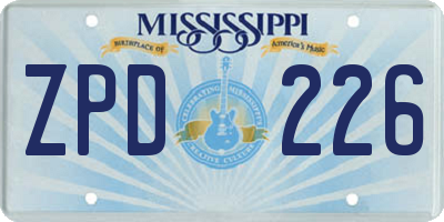 MS license plate ZPD226