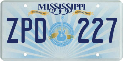 MS license plate ZPD227