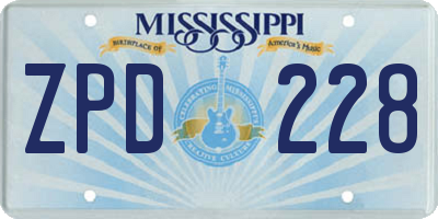 MS license plate ZPD228
