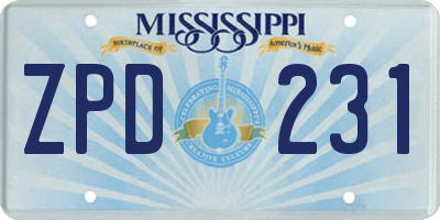 MS license plate ZPD231