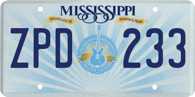 MS license plate ZPD233