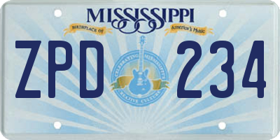 MS license plate ZPD234