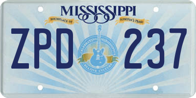 MS license plate ZPD237