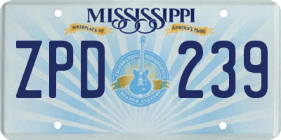 MS license plate ZPD239