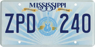 MS license plate ZPD240