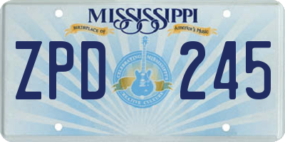 MS license plate ZPD245