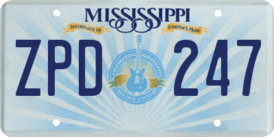MS license plate ZPD247