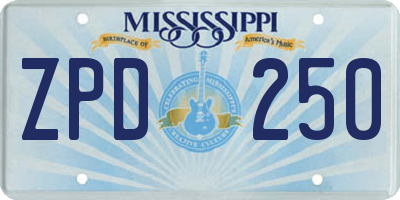 MS license plate ZPD250