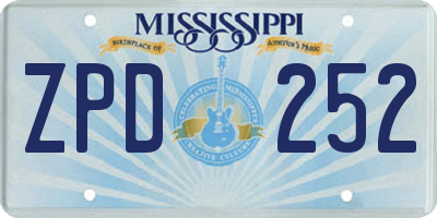 MS license plate ZPD252