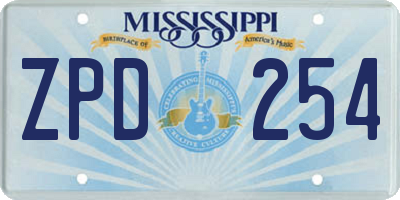 MS license plate ZPD254