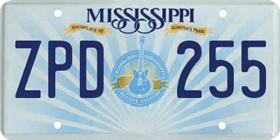 MS license plate ZPD255