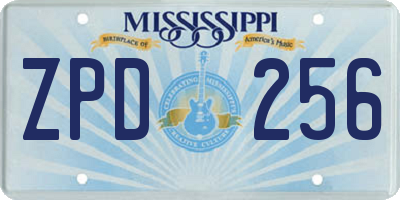 MS license plate ZPD256