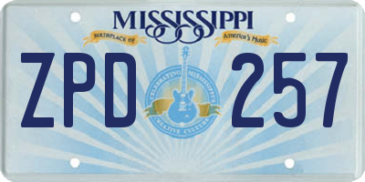 MS license plate ZPD257