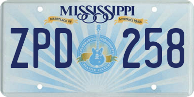 MS license plate ZPD258