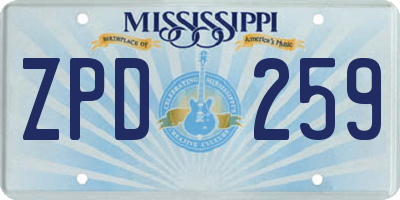 MS license plate ZPD259