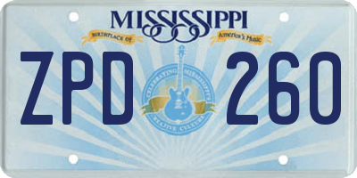 MS license plate ZPD260