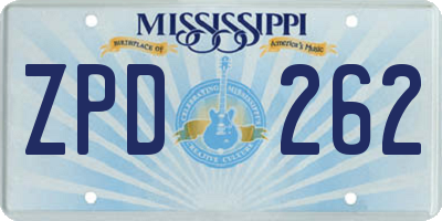 MS license plate ZPD262