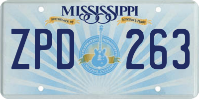 MS license plate ZPD263